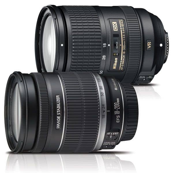 Obiettivi "superzoom" Nikon AF-S DX 18-300mm ƒ/3.5-5.6G ED VR e Canon EF-S 18-200mm ƒ/3.5-5.6 IS.