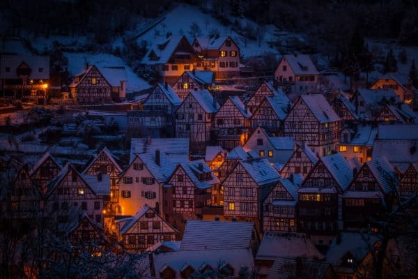 architecture, fachwerkhäuser, night