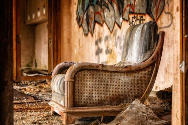 chair, furniture, lost places