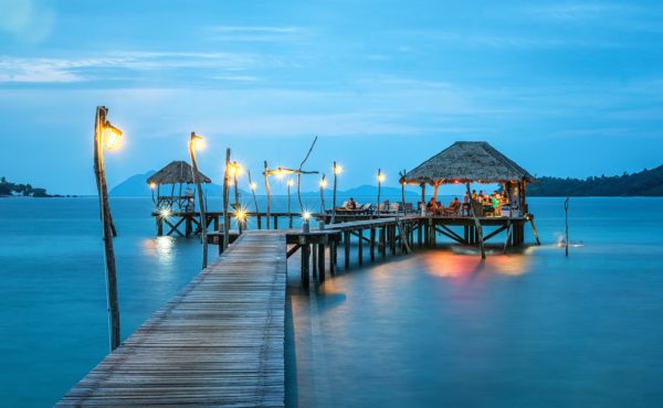 Beach bungalow caribbean jetty