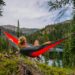 woman on hammock near to river