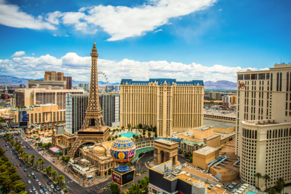 Vegas.Las Vegas Strip in Nevada on a sunny day